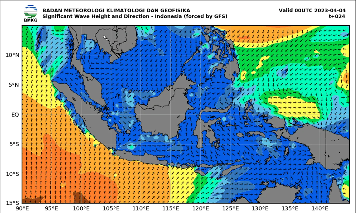 Peringatan Dini Gelombang Tinggi di Perairan Indonesia pada 4-5 April 2023