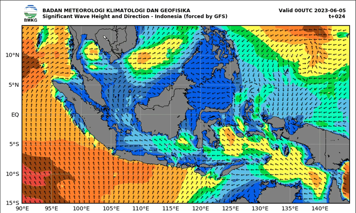 Peringatan Dini Gelombang Tinggi 4 Meter di Perairan Indonesia pada 5 Juni 2023