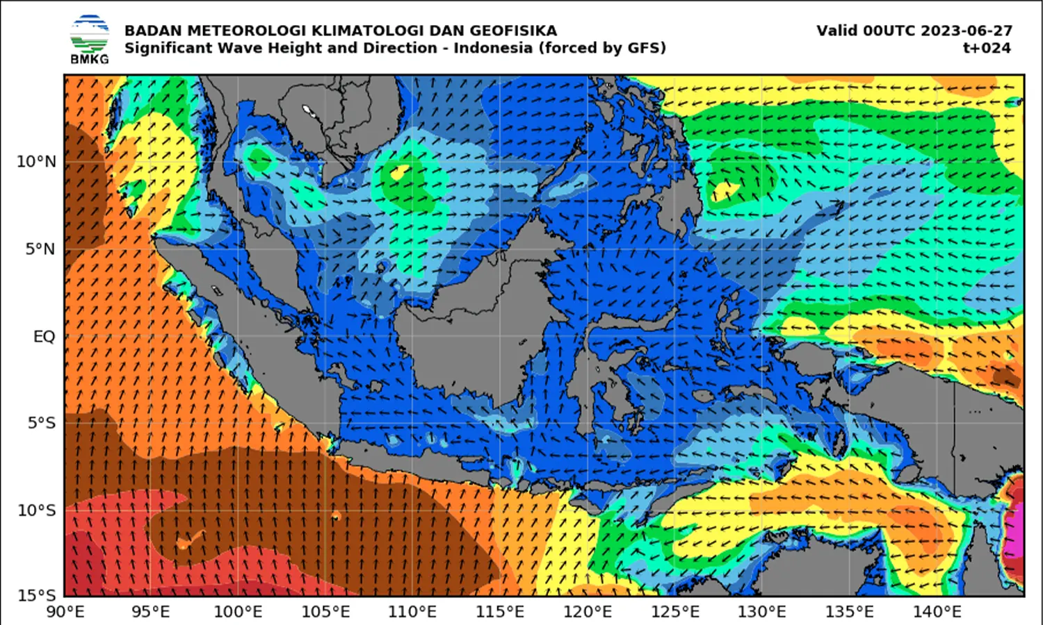 Peringatan Dini Gelombang Tinggi 4 Meter di Perairan Indonesia pada 27 Juni 2023